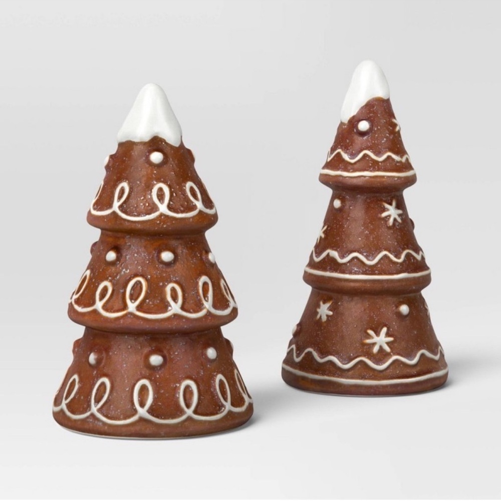 New Set of 2 Holiday Ceramic Gingerbread Tree Winter Decor -Target Wondershop